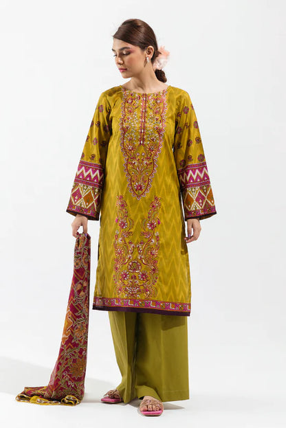 BEECHTREE | 2 Piece Unstitched Embroidered Lawn | Lime Rouge