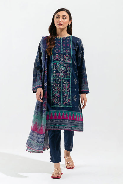 BEECHTREE | 2 Piece Unstitched Embroidered Lawn | Navy Knit
