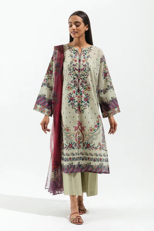 BEECHTREE | 3 Piece Unstitched Lawn Suit | Flora Faun