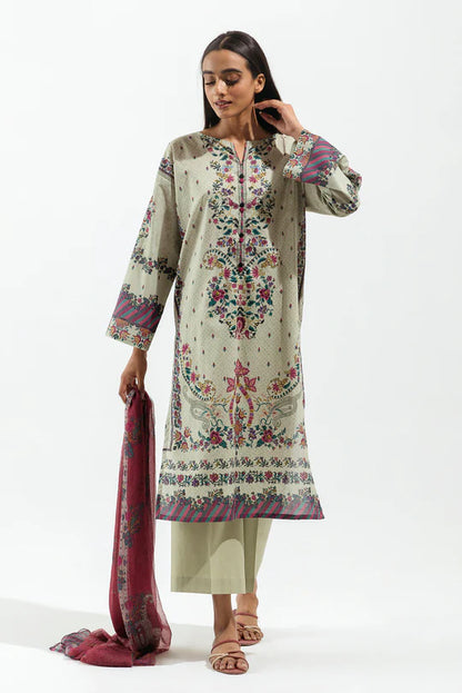BEECHTREE | 3 Piece Unstitched Lawn Suit | Flora Faun
