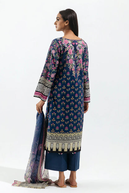 BEECHTREE | 3 Piece Unstitched Lawn Suit | Cobalt Orchid