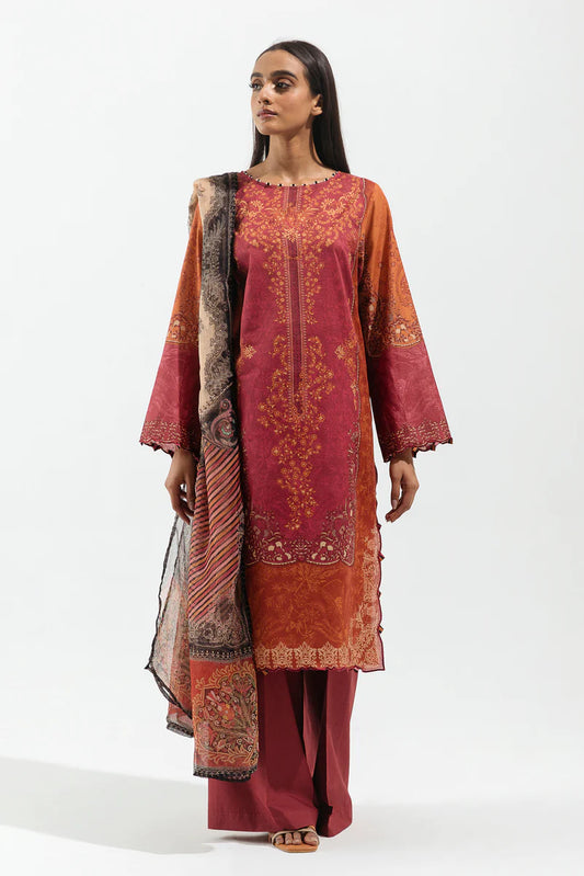 BEECHTREE | 3 Piece Unstitched Lawn Suit | Rustic Yale