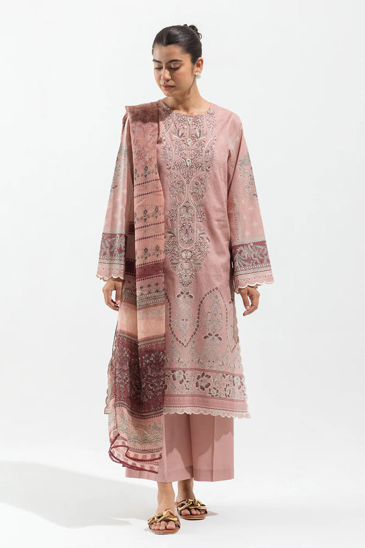 BEECHTREE | 2 Piece Unstitched Embroidered Lawn | Cedar Beige