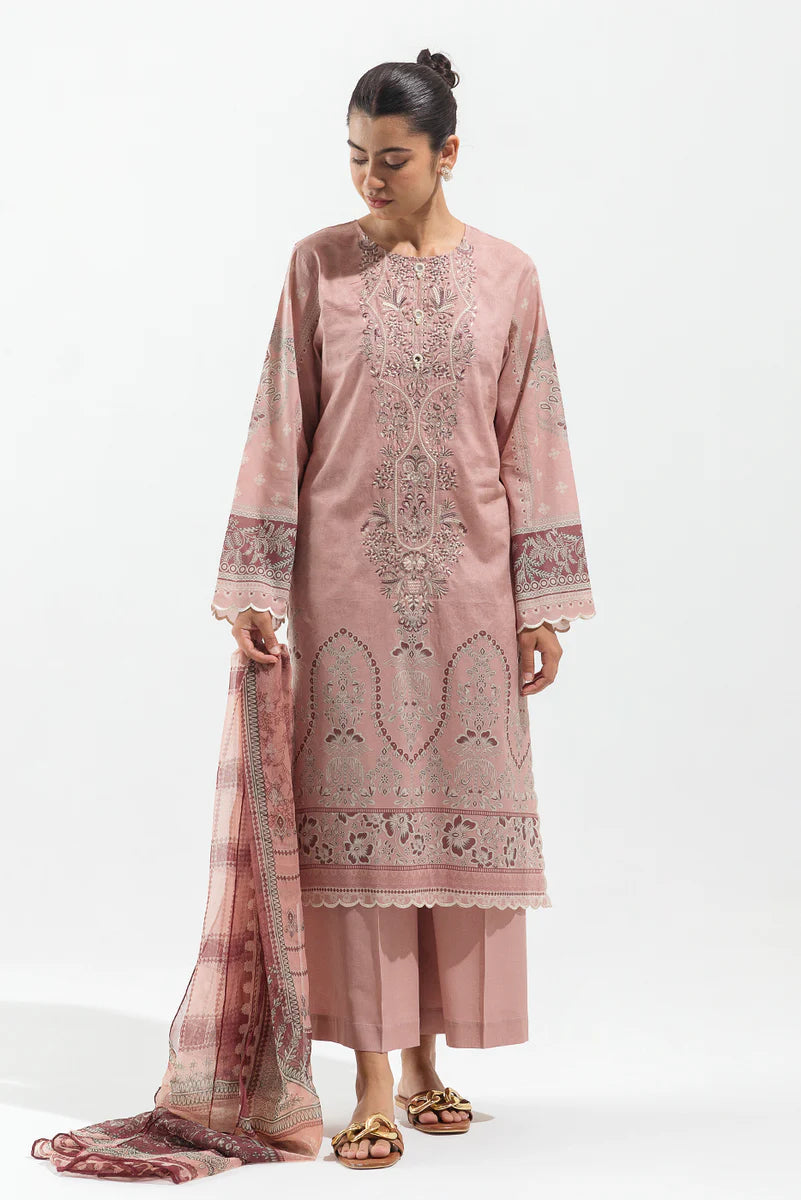 BEECHTREE | 2 Piece Unstitched Embroidered Lawn | Cedar Beige