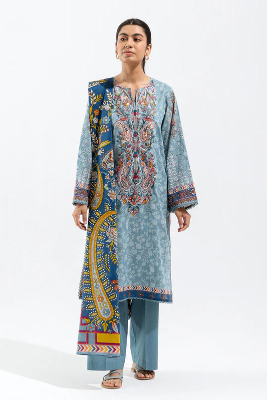 BEECHTREE | 2 Piece Unstitched Embroidered Lawn | Aquatic Ethnic