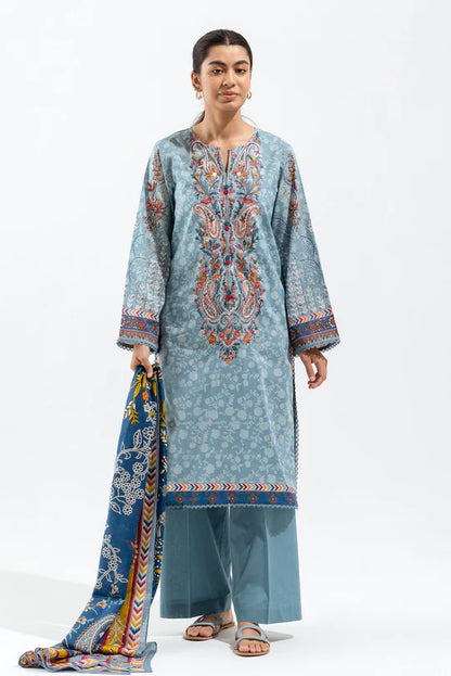 BEECHTREE | 2 Piece Unstitched Embroidered Lawn | Aquatic Ethnic