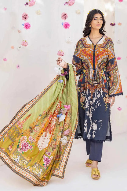 Gul Ahmed | 3PC Printed Cambric Unstitched Suit with Lawn Dupatta