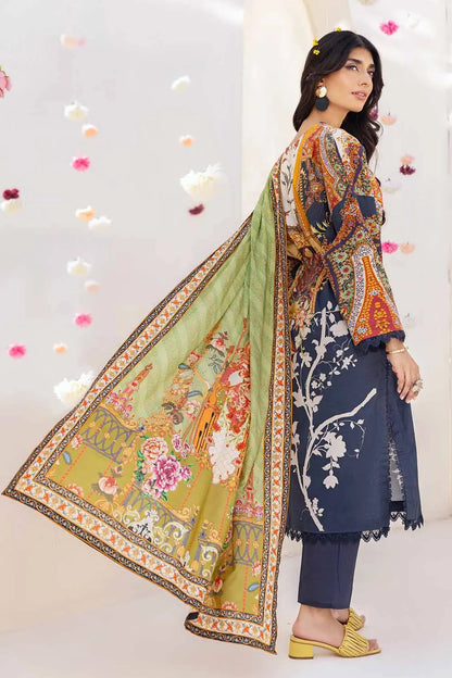 Gul Ahmed | 3PC Printed Cambric Unstitched Suit with Lawn Dupatta