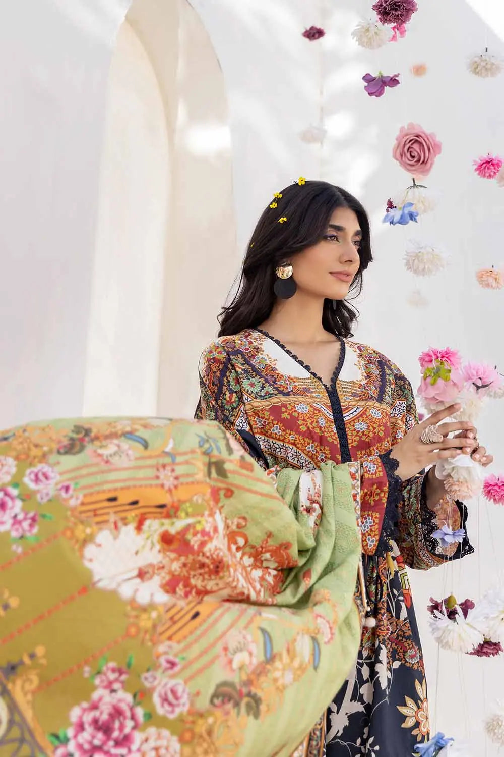 Gul Ahmed | 3PC Printed Cambric Unstitched Suit with Lawn Dupatta