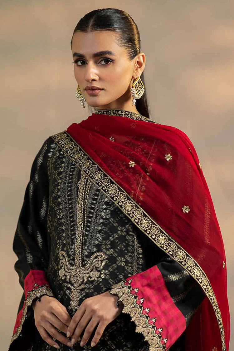 Charizma | 3 Pc Unstitched Embroidered Cambric Jacquard with Embroidered Chiffon Dupatta