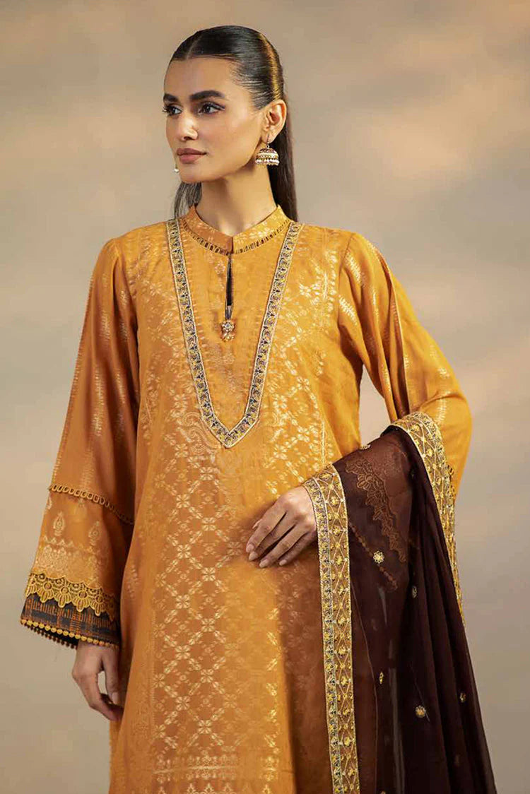 Charizma | 3 Pc Unstitched Embroidered Cambric Jacquard with Embroidered Chiffon Dupatta