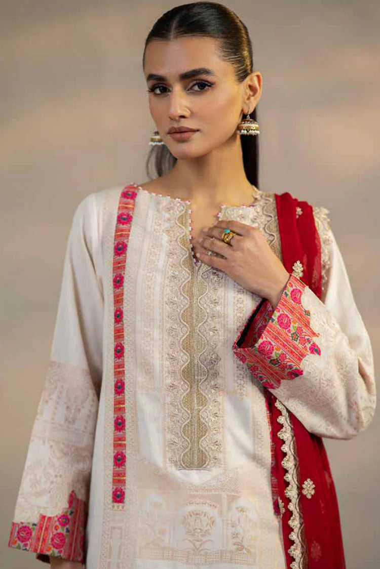 Charizma | 3 Pc Unstitched Embroidered Cambric Jacquard with Embroidered Chiffon Dupatta