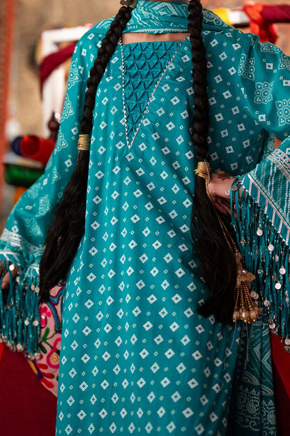GUL AHMED | 3PC UNSTITCHED LACQUER PRINTED LAWN SUIT