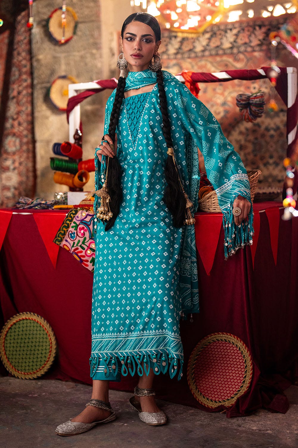 GUL AHMED | 3PC UNSTITCHED LACQUER PRINTED LAWN SUIT