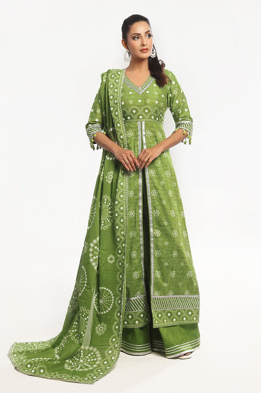 GUL AHMED | 3PC UNSTITCHED LACQUER PRINTED LAWN SUIT