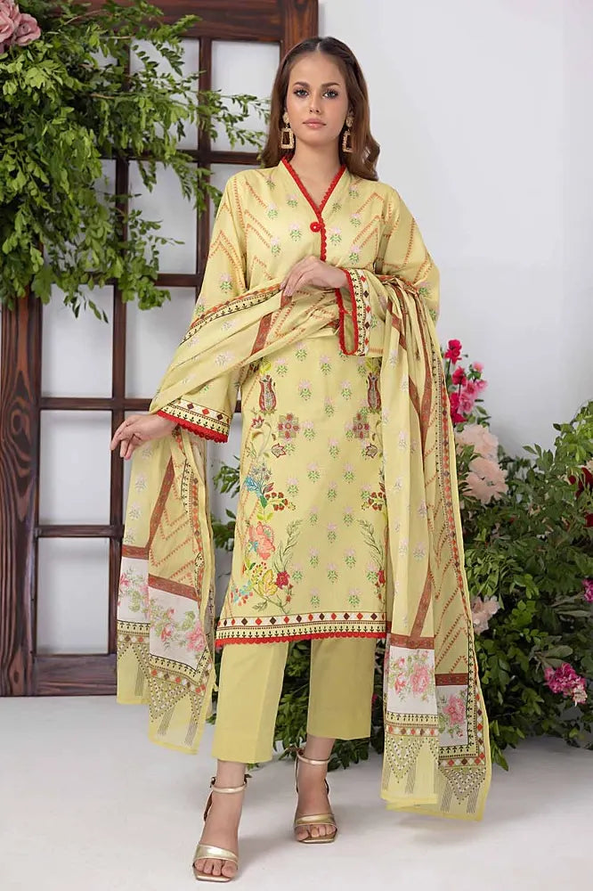 Gul Ahmed | 3PC Printed lawn Unstitched Suit
