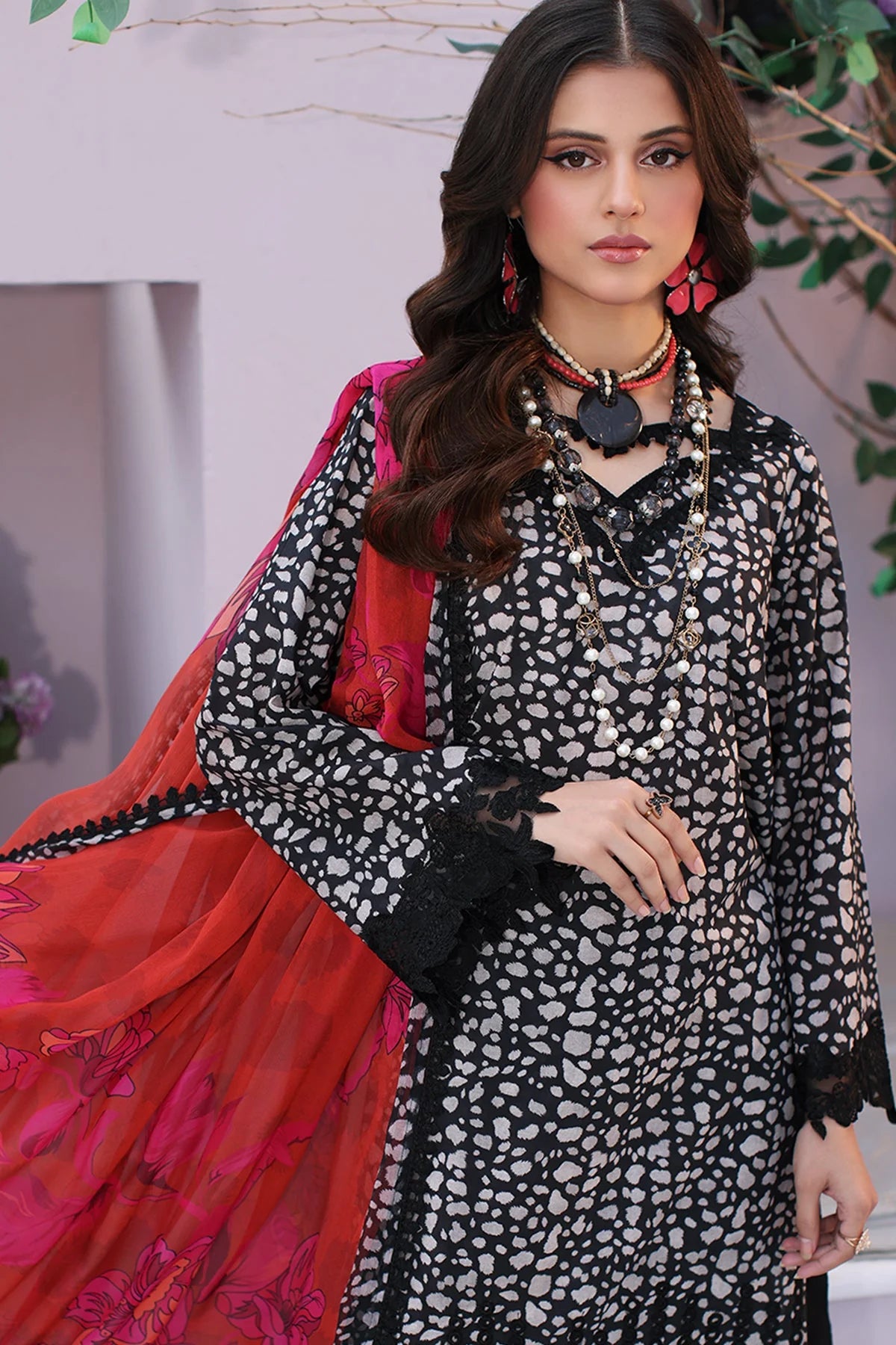 Charizma | 3-PC Unstitched Embroidered Lawn Shirt With Chiffon Dupatta And Trouser