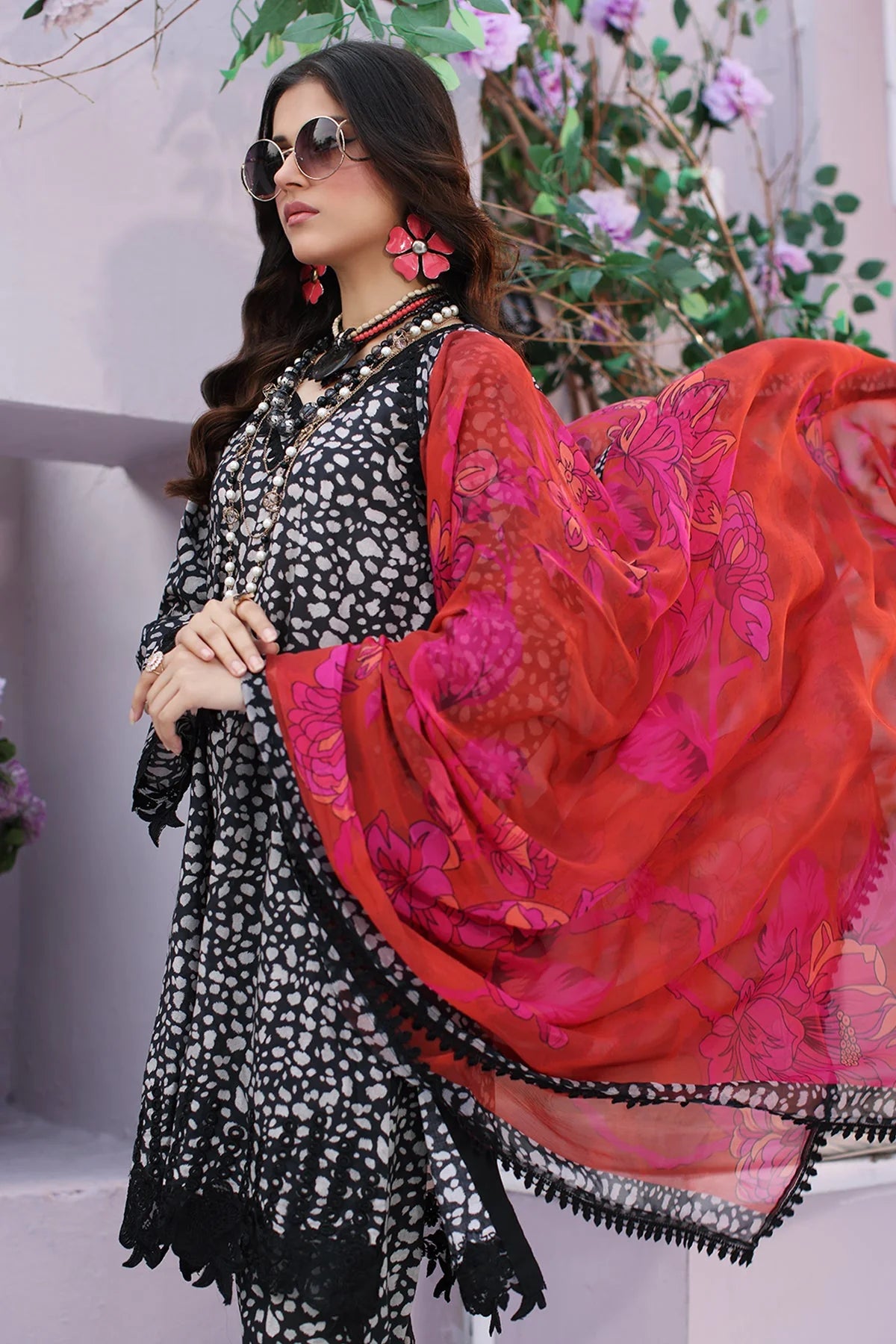 Charizma | 3-PC Unstitched Embroidered Lawn Shirt With Chiffon Dupatta And Trouser