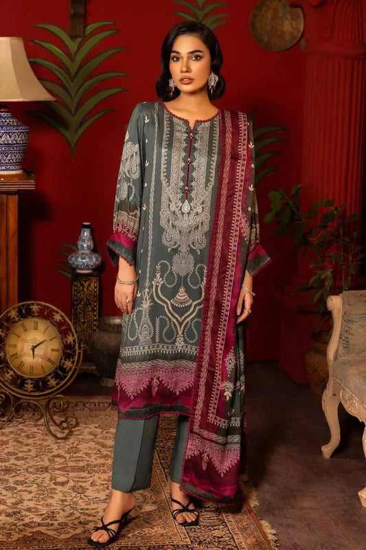 GUL AHMED | 3PC UNSTITCHED PRINTED COTTON LINEN SUIT