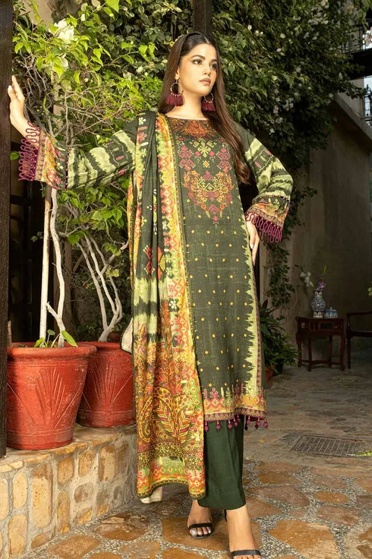 GUL AHMED | 3PC UNSTITCHED PRINTED COTTON LINEN SUIT