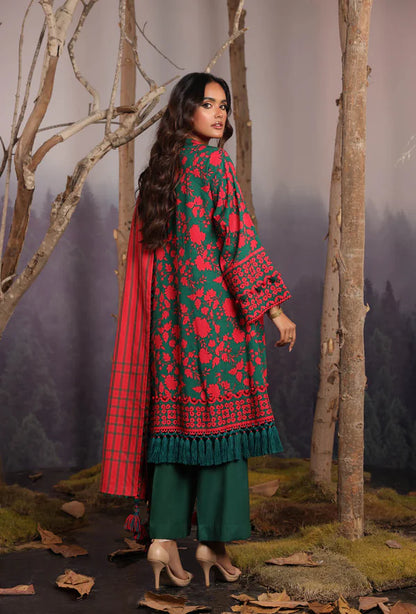 ALKARAM | Unstitched 3 Pc Printed Cross Slub Viscose Suit With Shawl