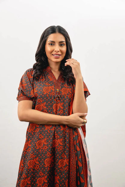 Alkaram | 3 Pc Unstitched Printed Cotail Viscose Suit | FW-37-23-Grey