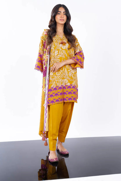 ALKARAM | Unstitched 3 Pc Printed Corduroy Suit With Viscose Dupatta | Winter