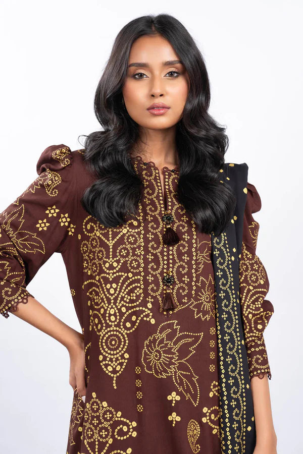 Alkaram | 3 Pc Unstitched Printed Viscose Suit | FW-41-23-Maroon