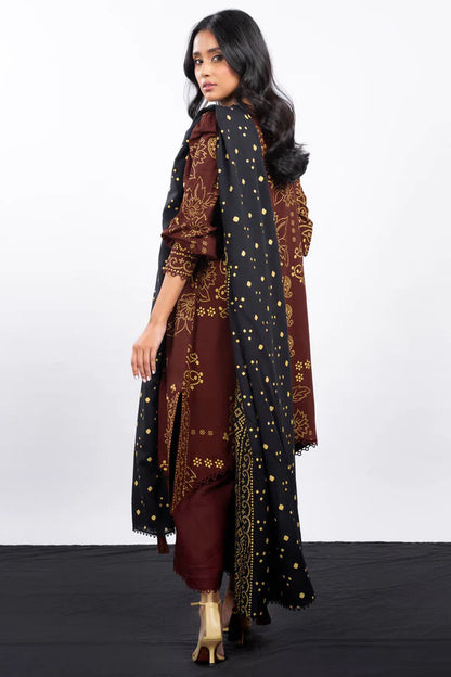 Alkaram | 3 Pc Unstitched Printed Viscose Suit | FW-41-23-Maroon