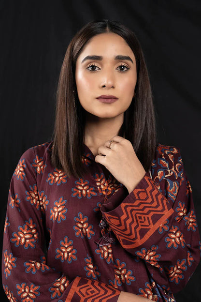 ALKARAM | Unstitched 3 Pc Printed Cross Slub Viscose Suit With Cross Slub Viscose Dupatta | Winter