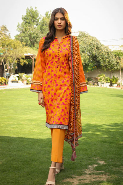 Lakhany | 3pc Unstitched Komal Prints with Printed Chiffon Dupatta