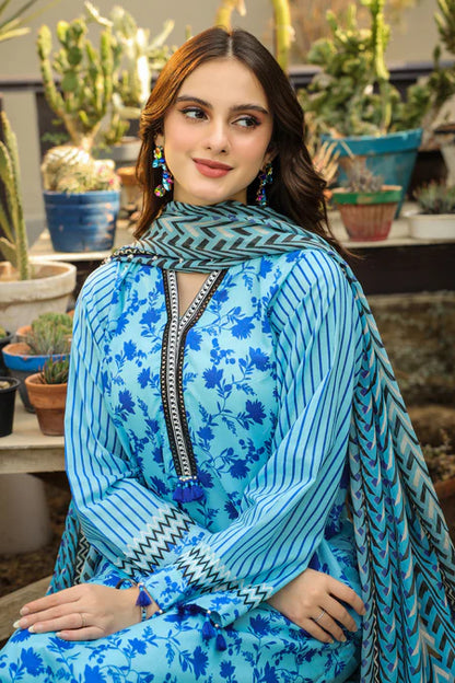 Lakhany | 3pc Unstitched Komal Prints with Printed Chiffon Dupatta