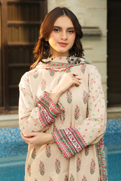 Lakhany | 3pc Unstitched Komal Prints with Printed Chiffon Dupatta