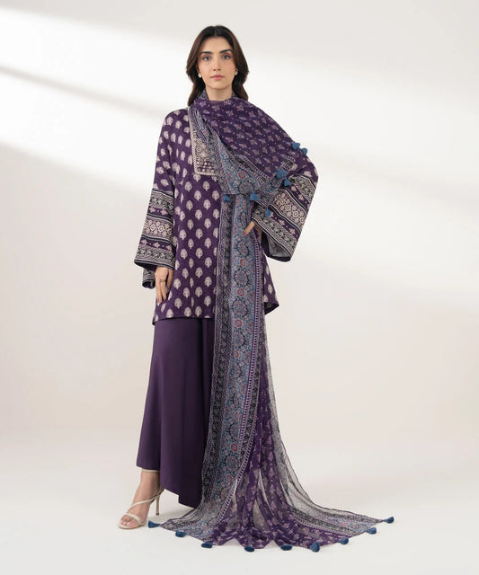 SAPPHIRE | UNSTITCHED 3 PIECE EMBROIDERED LIGHT LINEN SUIT