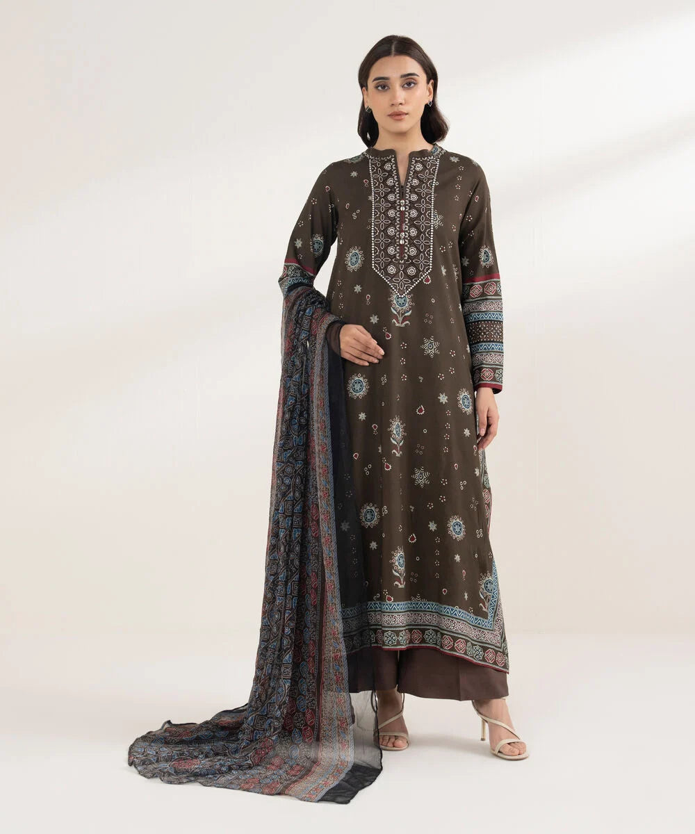 SAPPHIRE | UNSTITCHED 3 PIECE EMBROIDERED LIGHT LINEN SUIT