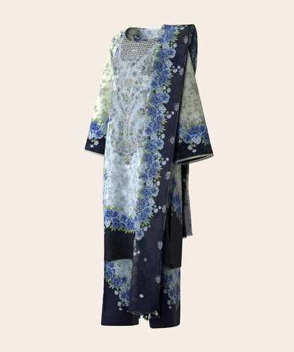 SAPPHIRE | UNSTITCHED 3 PIECE DIGITAL EMBROIDERED LAWN SUIT