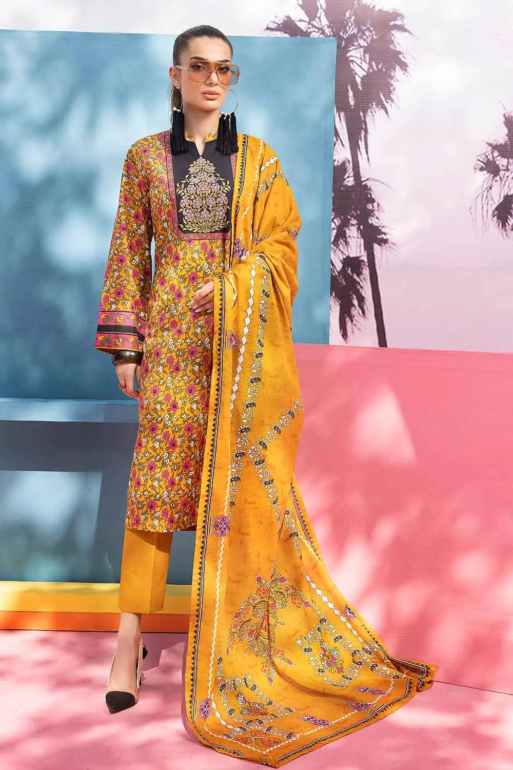 Gul Ahmed | 2PC Embroidered Printed Lawn Unstitched Suit