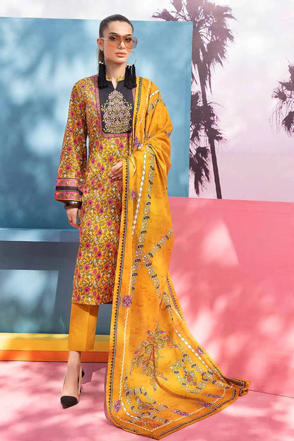 Gul Ahmed | 2PC Embroidered Printed Lawn Unstitched Suit