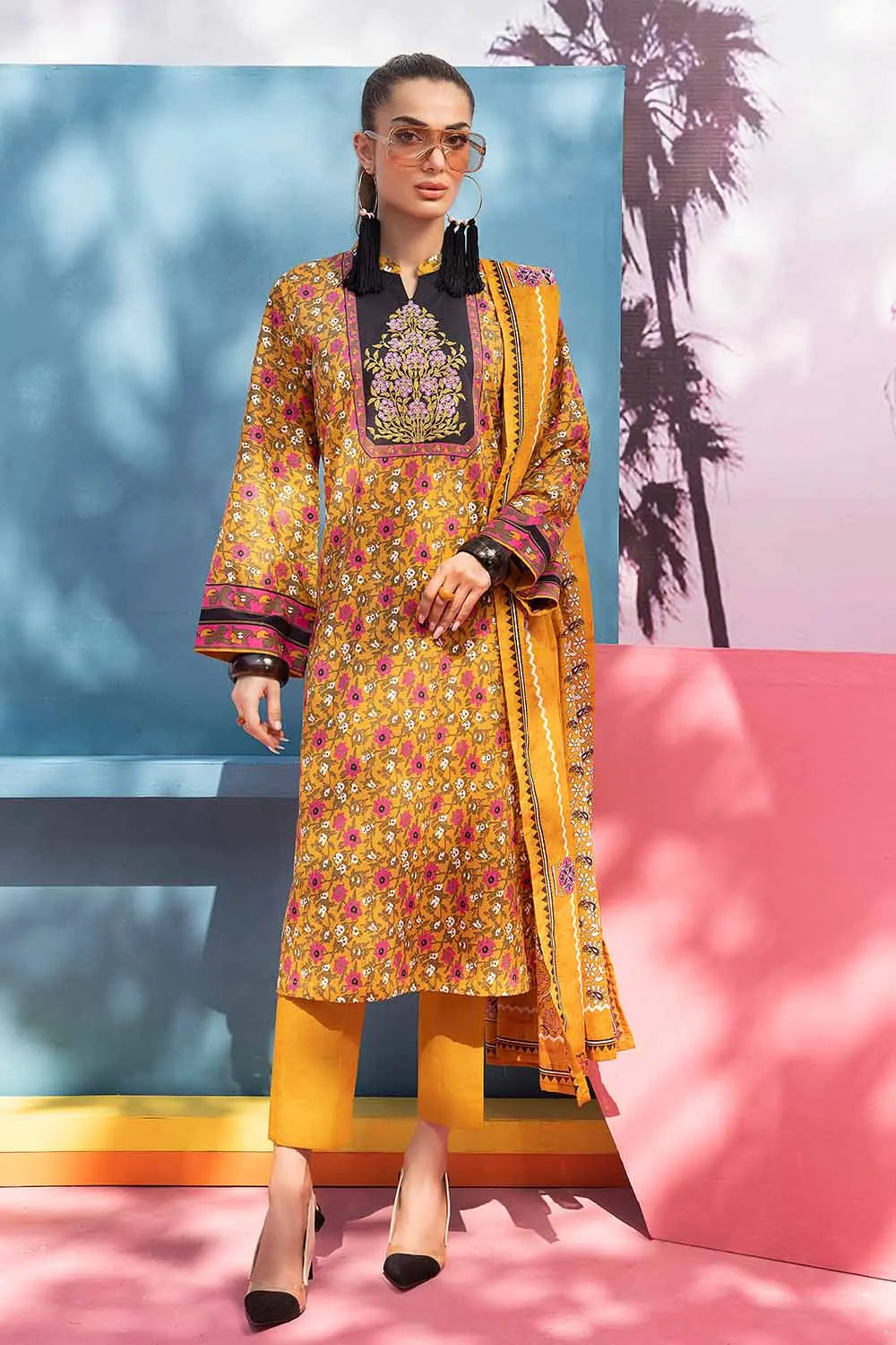 Gul Ahmed | 2PC Embroidered Printed Lawn Unstitched Suit