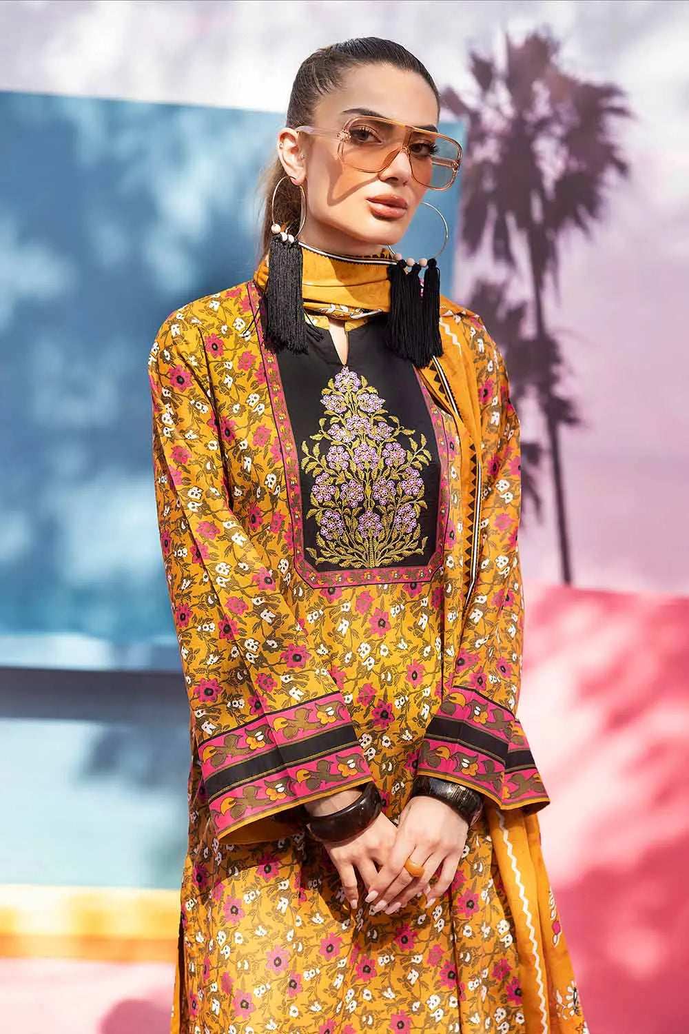 Gul Ahmed | 2PC Embroidered Printed Lawn Unstitched Suit