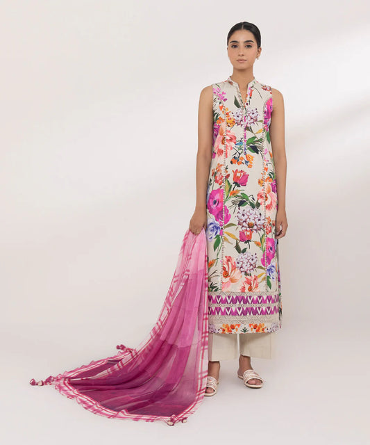 SAPPHIRE | UNSTITCHED 2 PIECE PRINTED COTTON SUIT