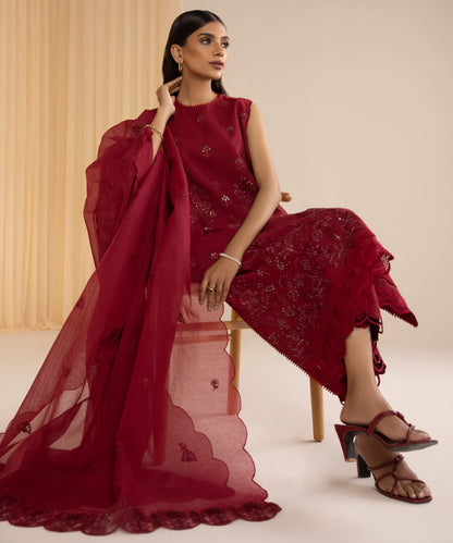 SAPPHIRE | UNSTITCHED 3 PIECE - EMBROIDERED KARANDI SUIT