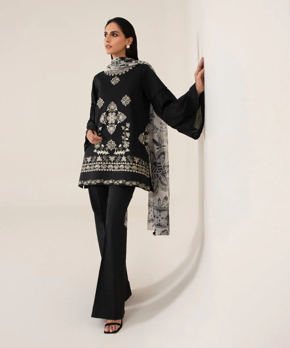 Sapphire | Unstitched 3 Piece - Embroidered Cambric Suit