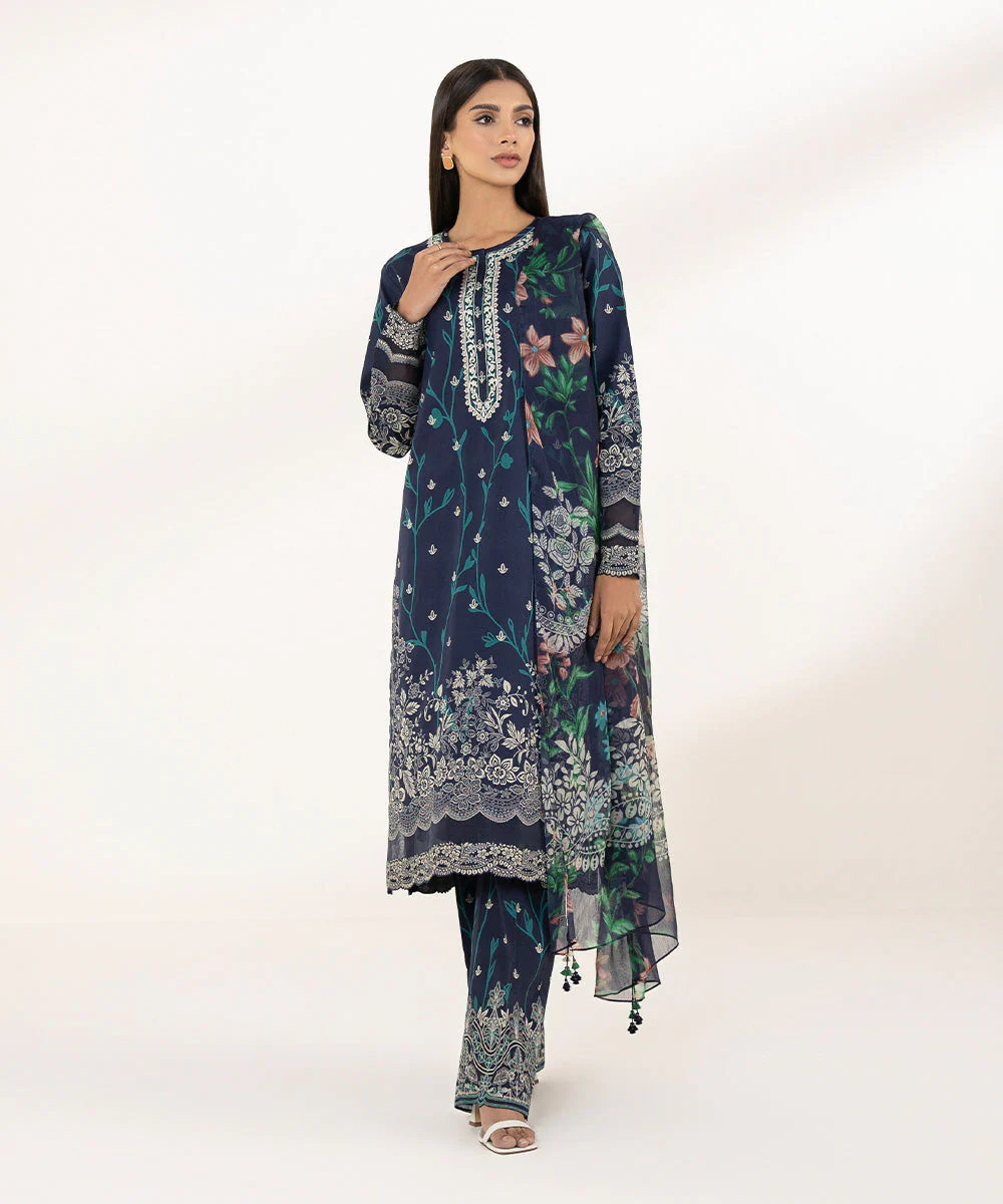 SAPPHIRE | UNSTITCHED 3 PIECE EMBROIDERED LAWN SUIT