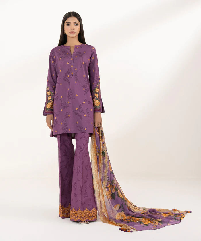 SAPPHIRE | UNSTITCHED 3 PIECE EMBROIDERED LAWN SUIT