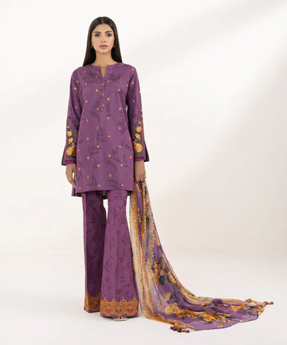 SAPPHIRE | UNSTITCHED 3 PIECE EMBROIDERED LAWN SUIT