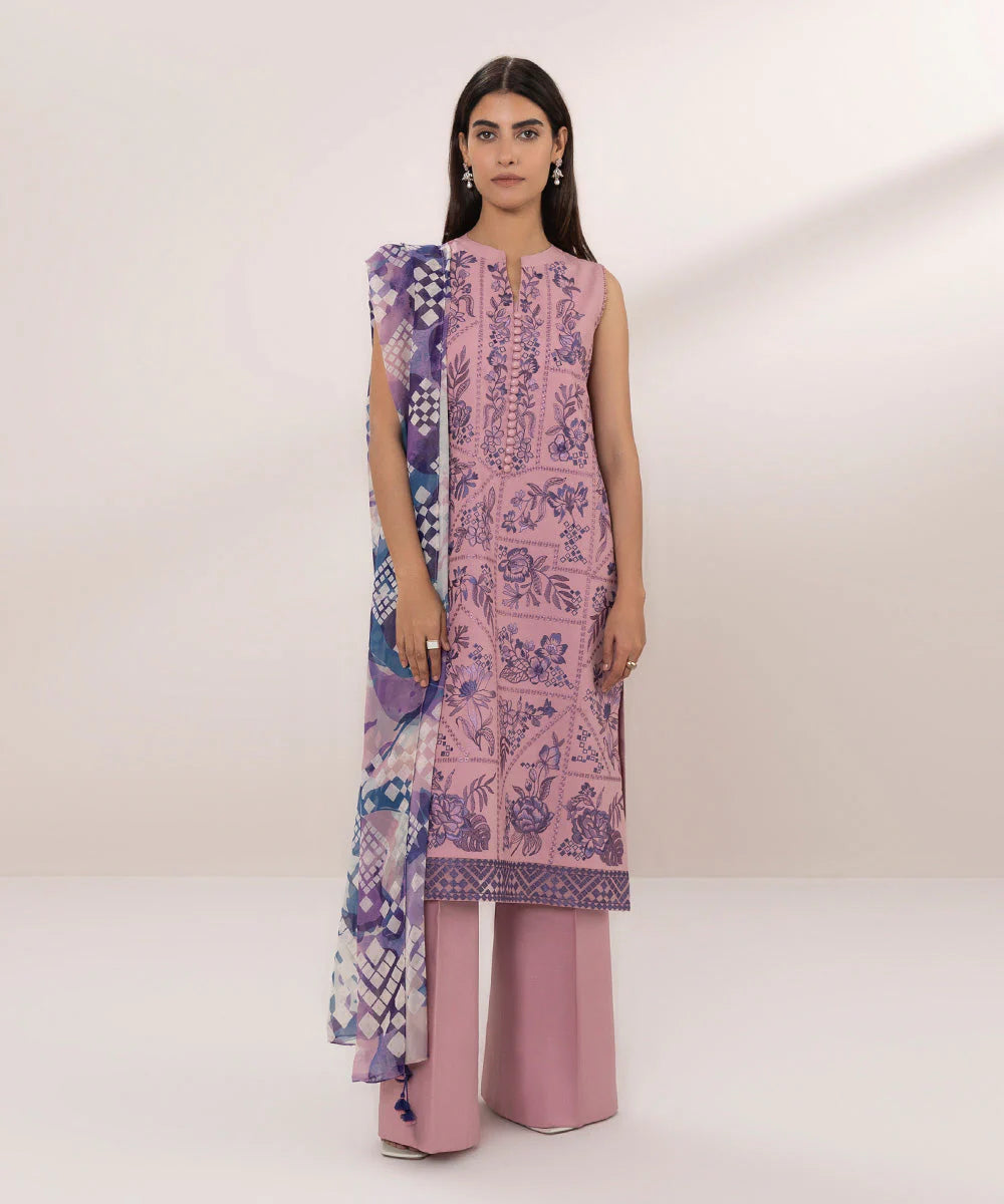 SAPPHIRE | UNSTITCHED 3 PIECE EMBROIDERED CAMBRIC SUIT