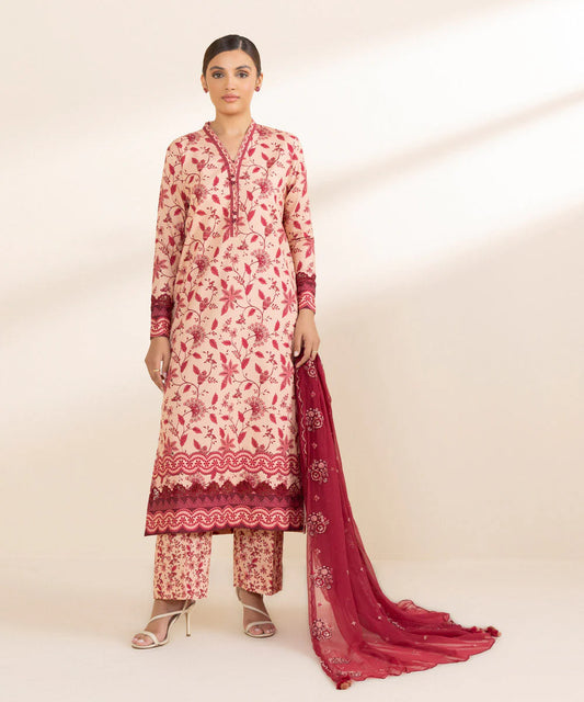 SAPPHIRE | UNSTITCHED 3 PIECE EMBROIDERED COTTON SUIT