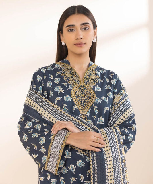 SAPPHIRE | UNSTITCHED 3 PIECE EMBROIDERED COTTON SUIT