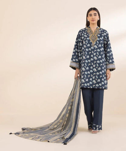 SAPPHIRE | UNSTITCHED 3 PIECE EMBROIDERED COTTON SUIT